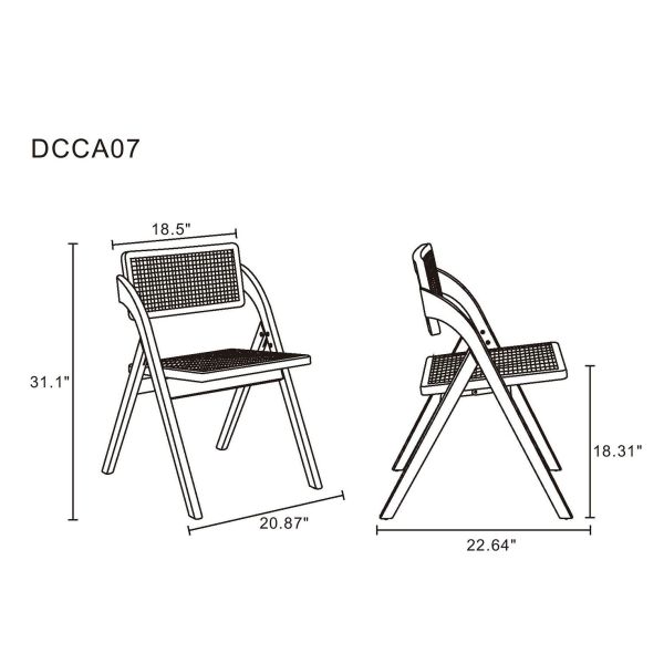 Lambinet Folding Dining Chair in Nature Cane- Set of 4