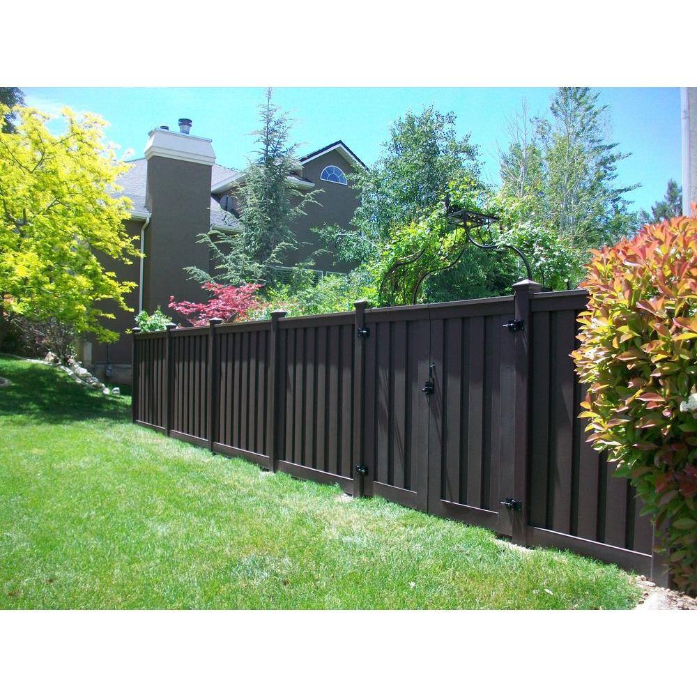 Trex Seclusions 4 ft. x 6 ft. Woodland Brown Wood-Plastic Composite Privacy Fence Double Gate with Hardware WBFGATEDBLKIT