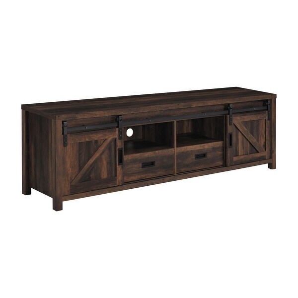 Sem 79 Inch TV Media Entertainment Console， 2 Drawers， Dark Brown Finish