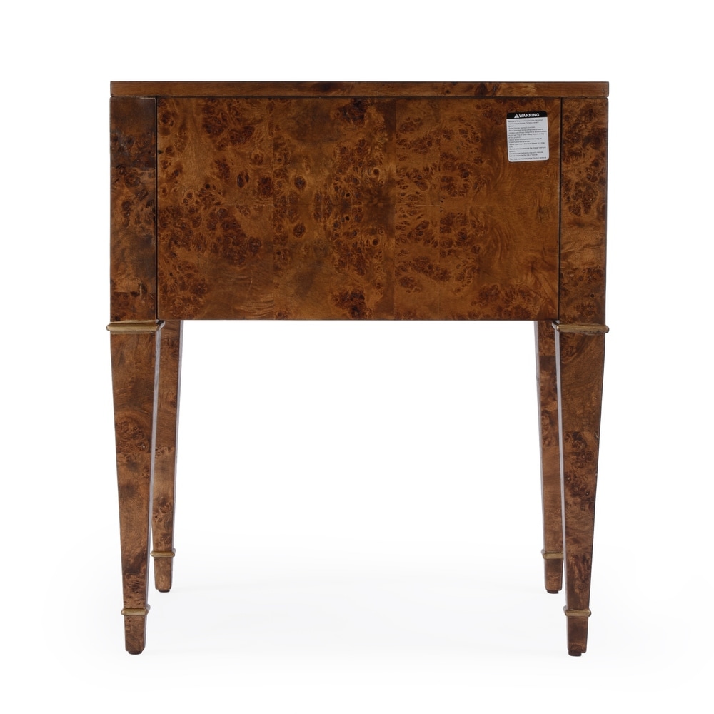 Kai 2 Drawer Burl Wood End Table