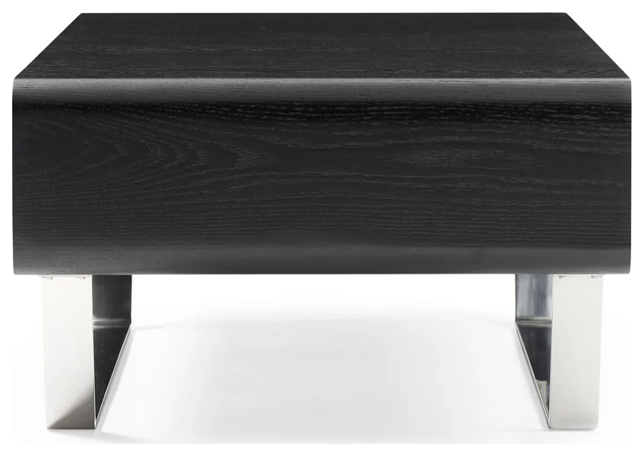 Modern Miles Coffee Table Black Oak Wood Grain Veneer Chrome Sled Leg Base   Contemporary   Coffee Tables   by Zuri Furniture  Houzz