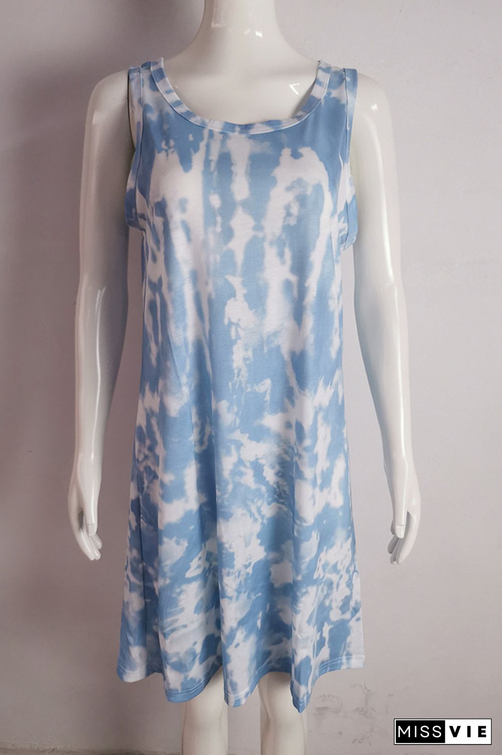 Tie Dye Print Sleeveless Tank Dress