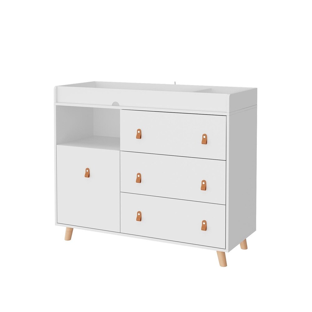 45inch Hidden Trash Storage  Nursery Dresser w/Changing Station White