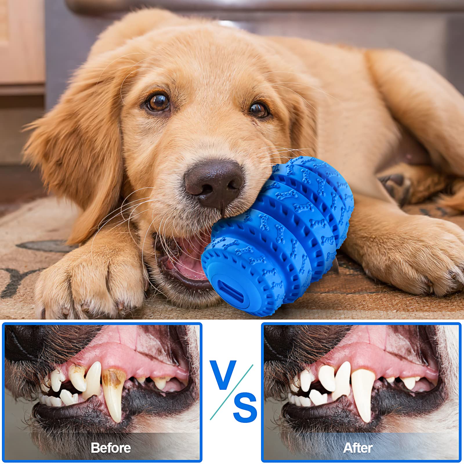 Durable Dog Chew Toys for Aggressive Chewers Large Medium Breed， Interactive Tough Dog Toys with Natural Rubber for Large and Medium Dog Teeth Cleaning