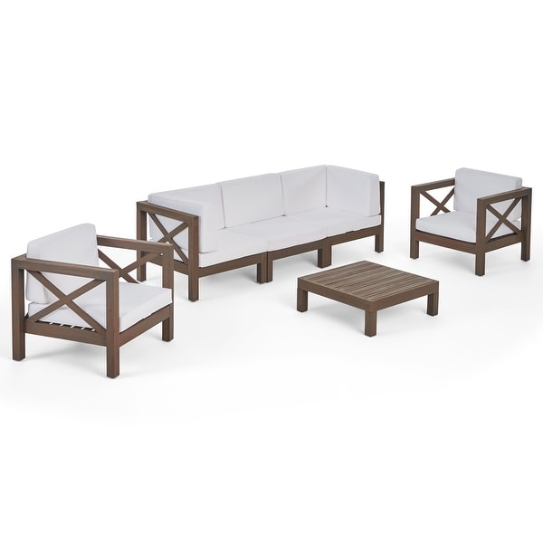 Brava Outdoor Acacia Wood 6piece Chat Set by Christopher Knight Home