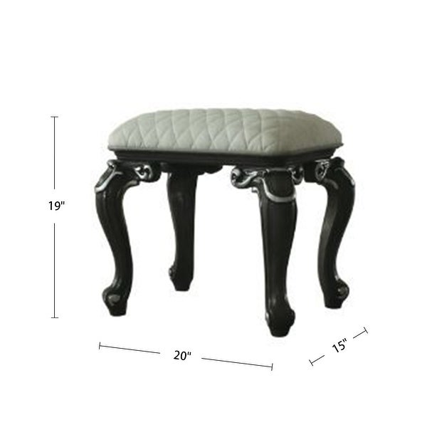 Wooden Stool with Upholstered Cushion in Charcoal