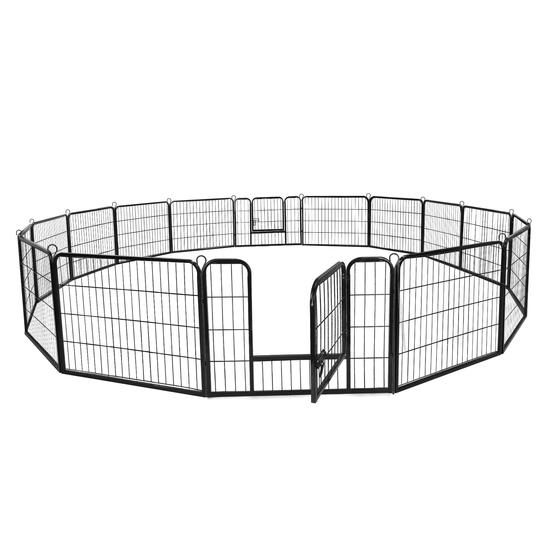 HomGarden 16 Panels 24'' Height Large Dog Playpen， Portable Puppy Exercise Pen Indoor Outdoor Dog Fence W/ Doors