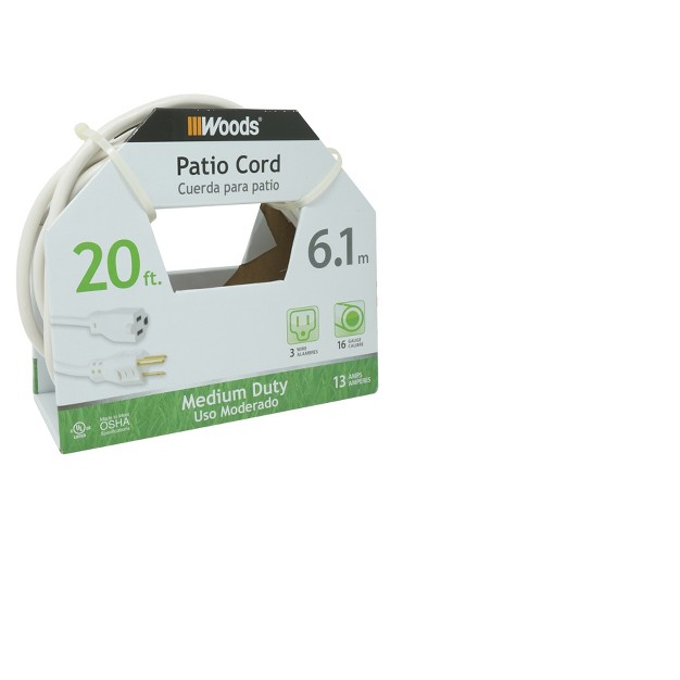 Woods 20 x27 Extension Cord White