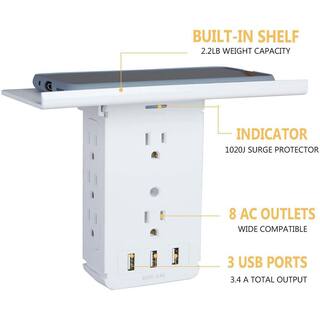 8-Outlet Wall Outlet Extende Surge Protector Multi-Functional Outlet Wall Plug (2-Pack) Bos-CYD0-XQYU