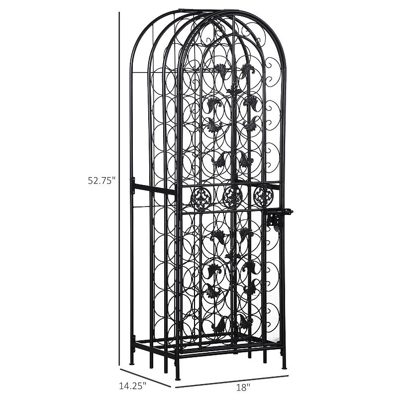 HOMCOM 45 Bottle Modern Wine Organizer Decorative Portable Wrought Iron Wine Rack Jail