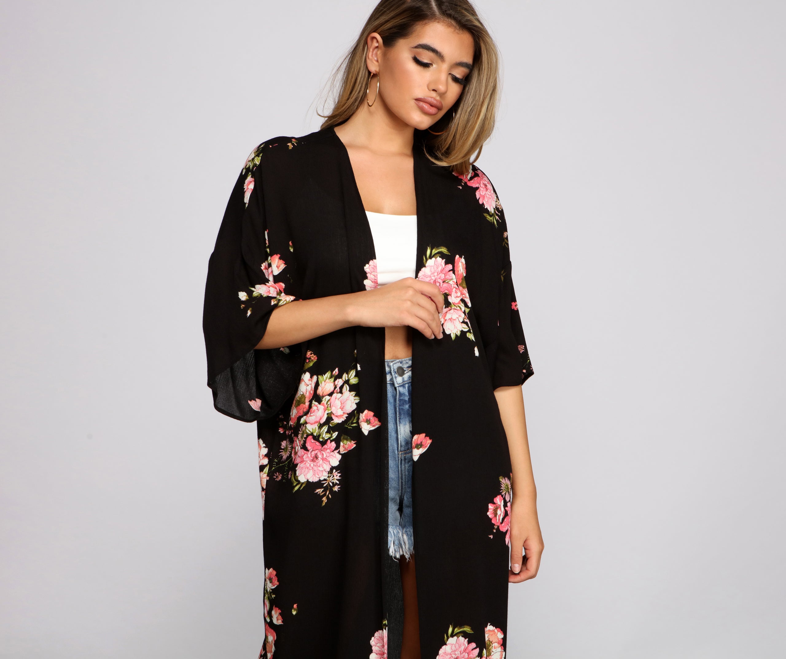 Floral Passion Gauze Knit Kimono