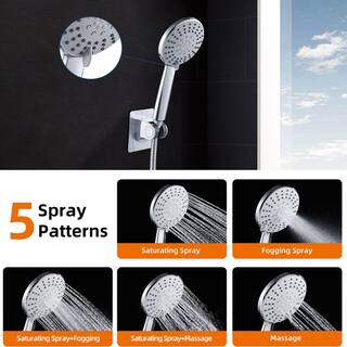 Zalerock Rainfull 5-Spray Patterns 8 in. Wall Mount Dual Shower Heads and Handheld Shower Head in Chrome HKSC081