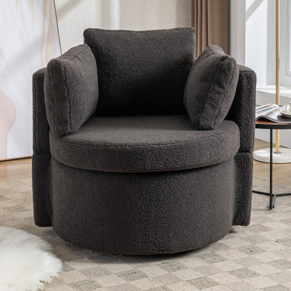 Swivel and Storage Chair for Living Room Dark Gray