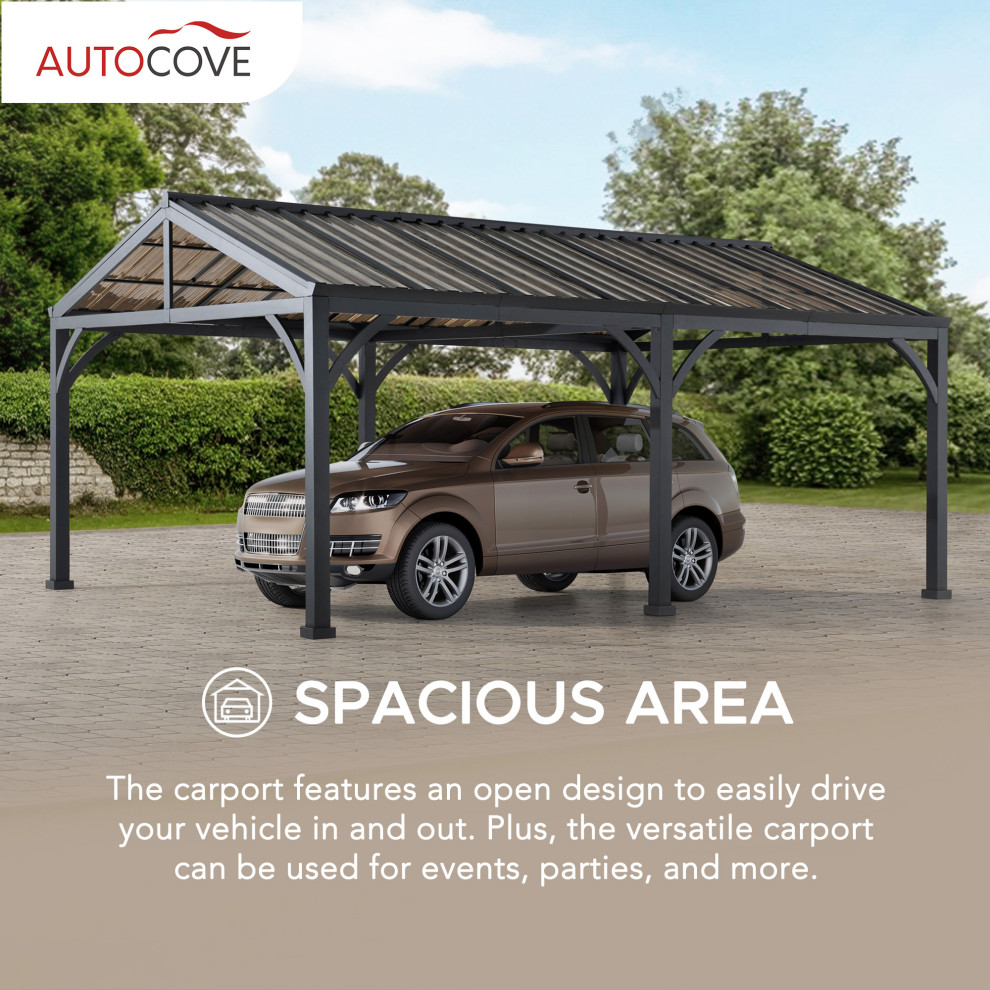 Sunjoy 20  x27x14  x27Metal Carport  Outdoor Living Pavilion  Gazebo   Transitional   Gazebos   by Golden Bull Marketing  LLC  Houzz