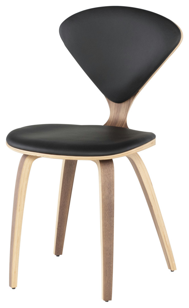 Satine Black Leather Dining Chair   Midcentury   Dining Chairs   by Kolibri Decor  Houzz