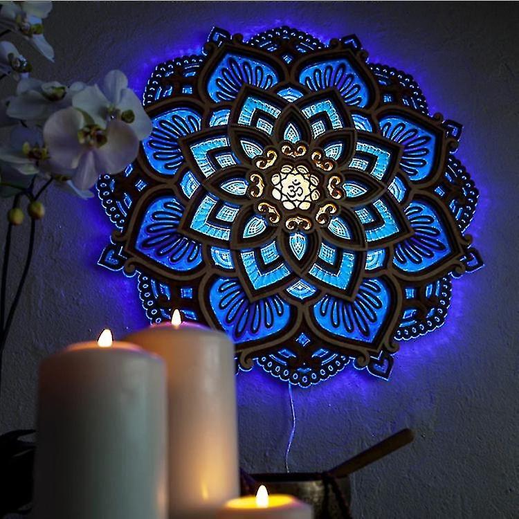 Mandala Yoga Room Night Light Led， Multilayered Laser Cut Carved Led Elegant Acrylic Mandala Hanging