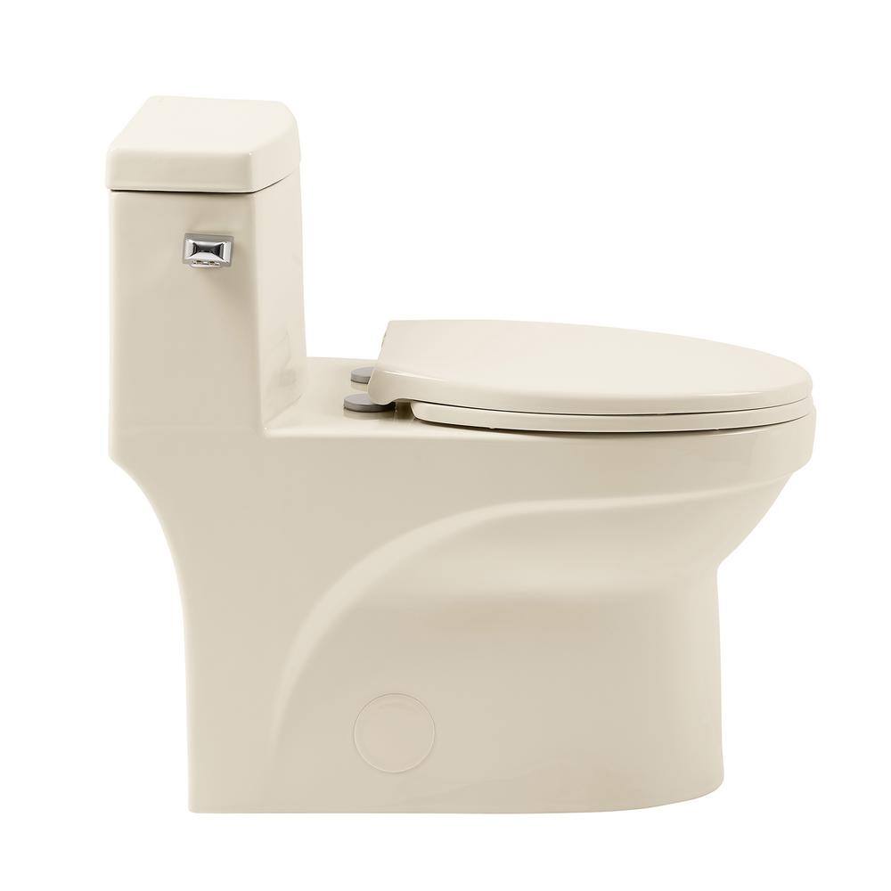 Swiss Madison Virage 1-piece 1.28 GPF Single Flush Elongated Left Side Handle Toilet in Bisque Seat Included SM-1T123BQ