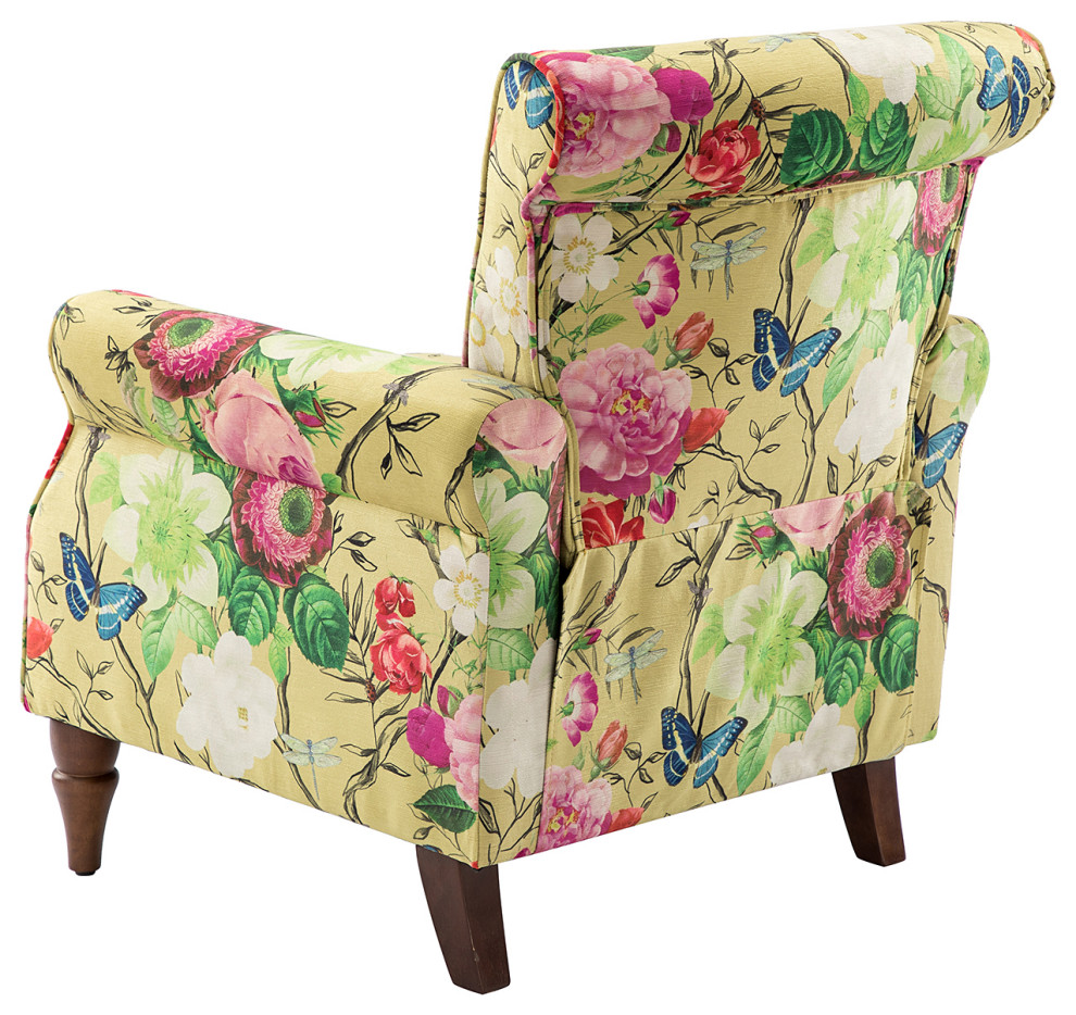 Wooden Upholstered Armchair   Traditional   Armchairs And Accent Chairs   by Karat Home  Houzz