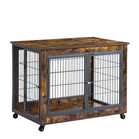 Furniture Dog Cage Crate with Double Doors  Rustic...