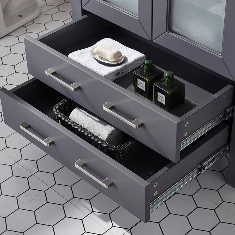 VC CUCINE 30 in. W x 18.5 in. D x 31 in. H Modern Bathroom Vanity in Dark Gray with White Ceramic Vessel Sink VC-US02SH-MZ-LS401