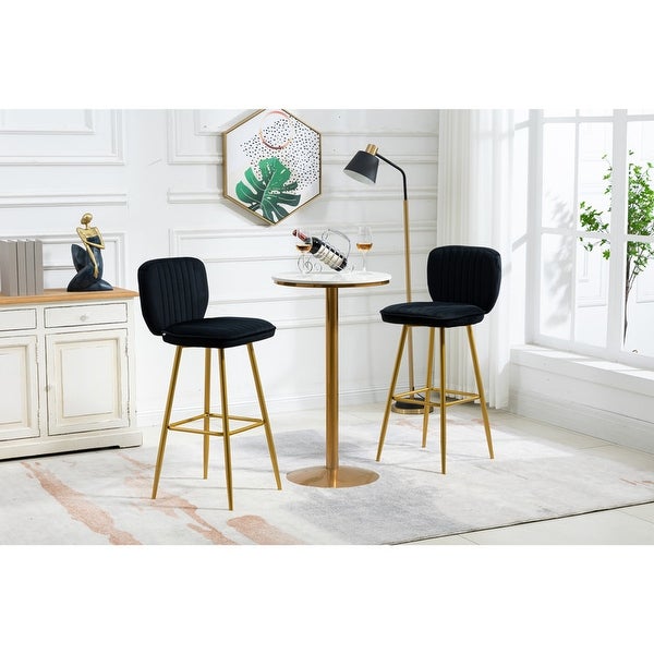 Set of 2 Counter Height Bar Stools with Back and Footrest