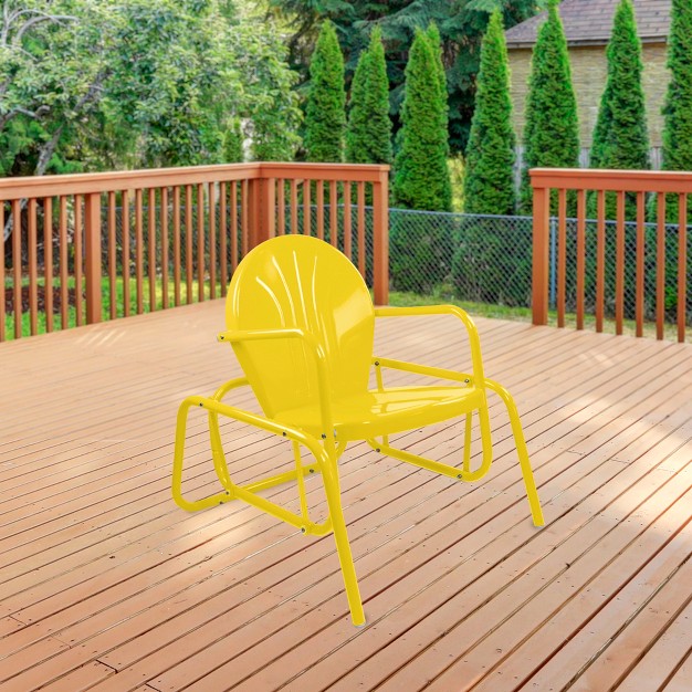 Northlight Outdoor Retro Metal Tulip Glider Patio Chair Yellow