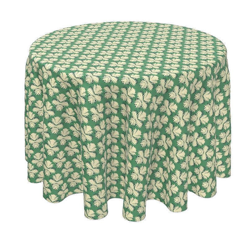 Round Tablecloth， 100% Polyester， 90 Round， Retro Damask Pattern