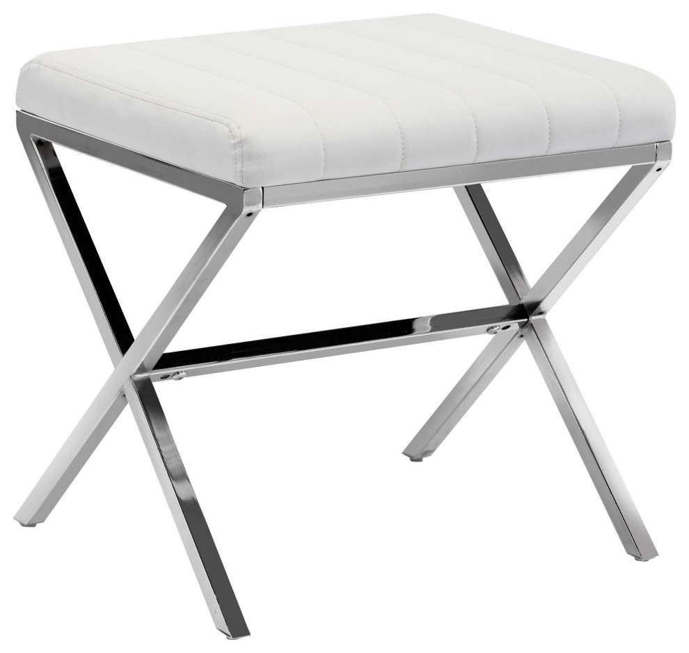 Channel Tufted Faux Leather X Bench   Contemporary   Vanity Stools And Benches   by Duhome inc  Houzz