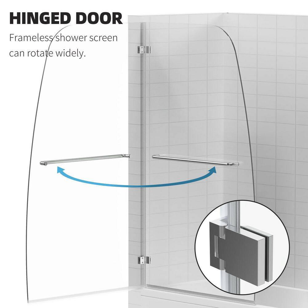 LTMATE 34 in. W x 58 in. H Pivot Frameless Shower Tub Door in Chrome Finish wtih Tempered Glass HDTD1-3458DM