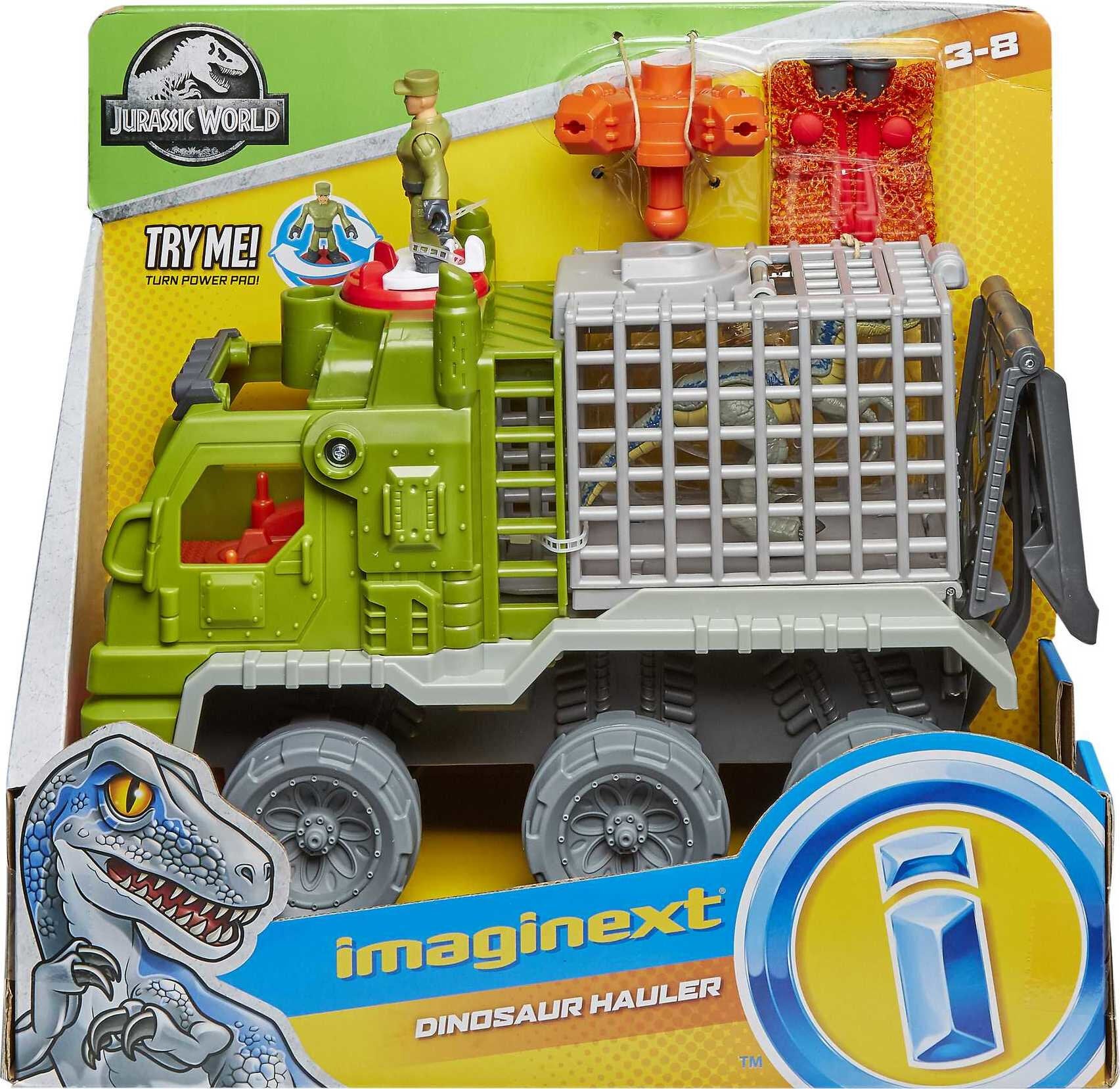 Imaginext Jurassic World Dinosaur Hauler Vehicle with Blue， 5-Piece Preschool Toys