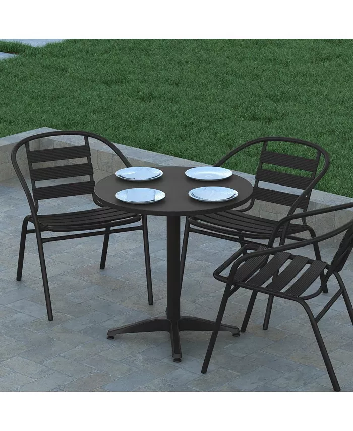 EMMA+OLIVER 27.5'' Round Aluminum Indoor-Outdoor Table With Base