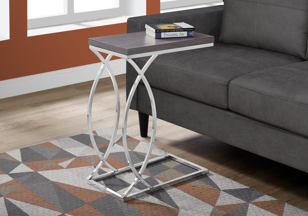 Accent Table  Gray With Chrome Metal   Contemporary   Side Tables And End Tables   by VirVentures  Houzz