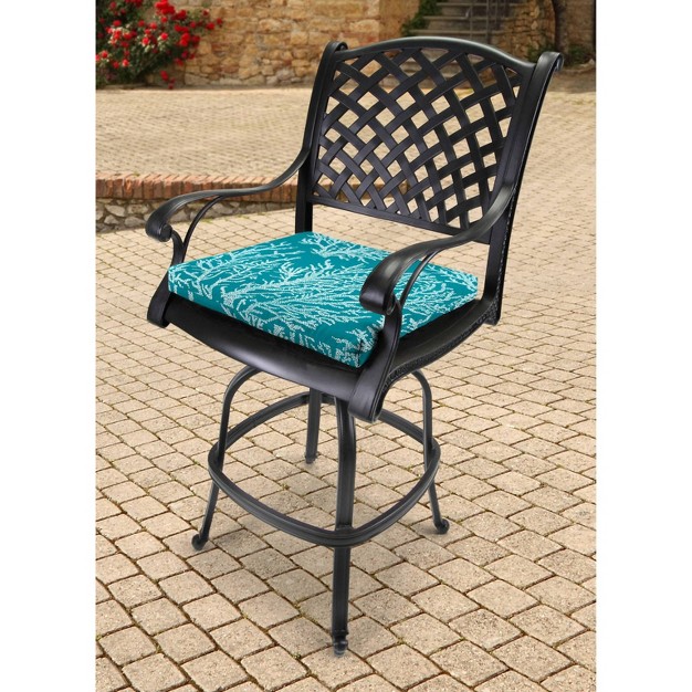 Outdoor Set Of 2 French Edge Seat Cushions In Seacoral Turquoise Jordan Manufacturing