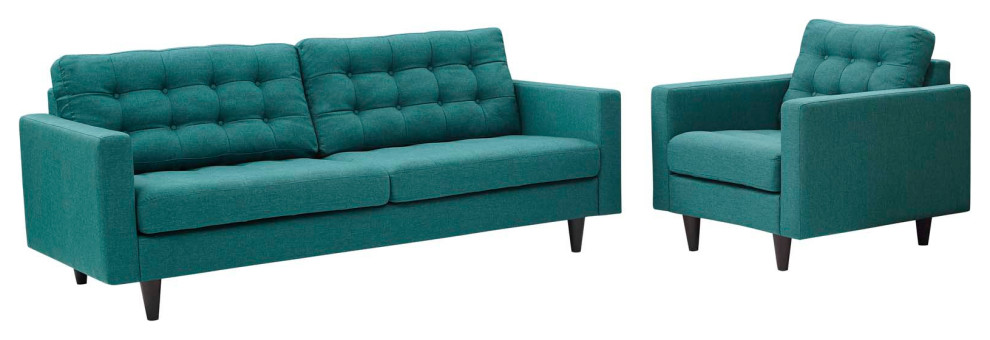 Teal Empress Armchair and Sofa Set of 2   Midcentury   Sofas   by PARMA HOME  Houzz