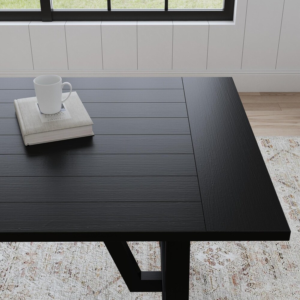 Trestle Black Wood Dining Table   82\