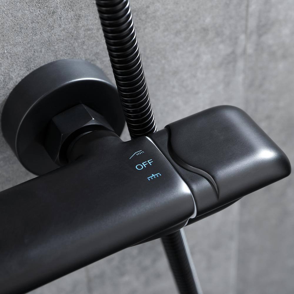 Toject Elsy 2-Spray Patterns with 2.5 GPM 10 in. Wall Mount Dual Shower Heads with Handheld Shower in Matte Black HST1002MB