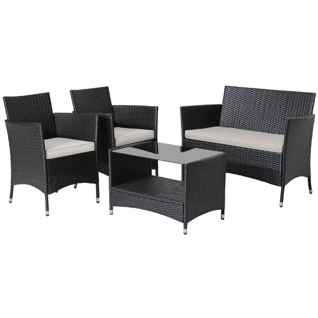 Tangkula 8pcs Outdoor Sofa Set Patio Rattan Wicker Conversation Set W Coffee Table