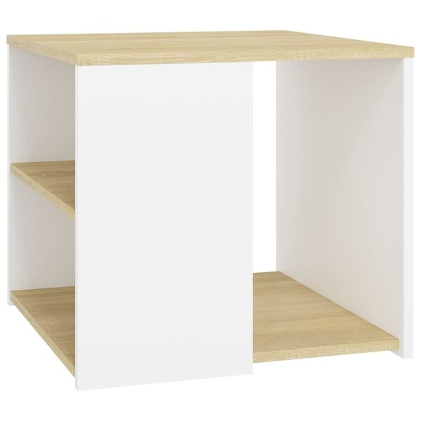 vidaXL Side Table Sonoma Oak and White 20