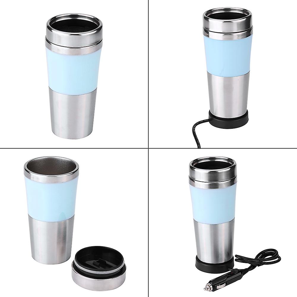 400ml 12v Car Stainless Steel Cigarette Lighter Heating Cup Electric Water Kettle Blue