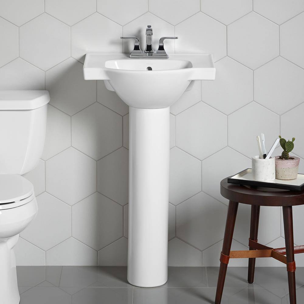 KOHLER Veer 21 in. Vitreous China Pedestal Sink Basin in White K-R5247-4-0