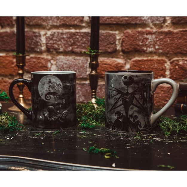 Silver Buffalo Disney The Nightmare Before Christmas Stormy Night Ceramic Mugs Set Of 2