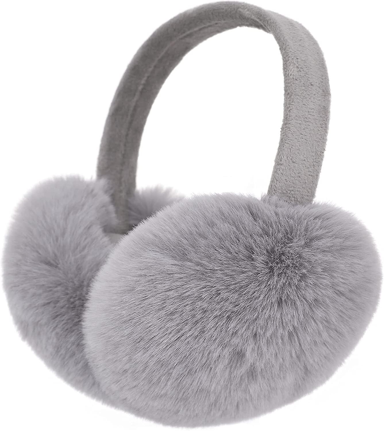 Men/women's Faux Furry Warm Winter Outdoors Ear Muffs 1 Pcs Grey -