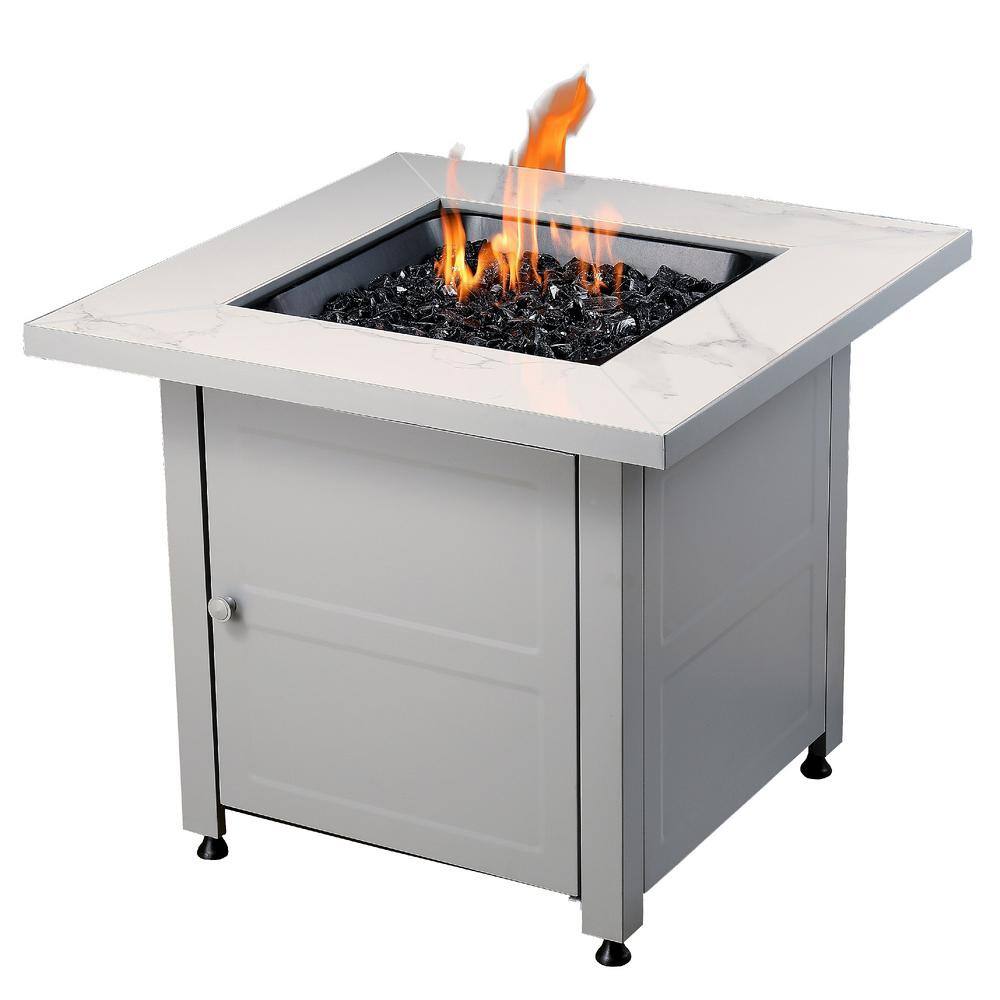 Endless Summer 30 in. Gas Fire Pit Table with Cover Black Glass GAD15269G