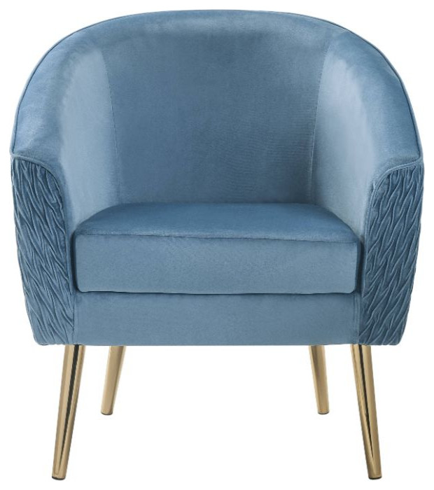 Acme Benny Accent Chair Blue Velvet and Gold   Midcentury   Armchairs And Accent Chairs   by AMOC  Houzz