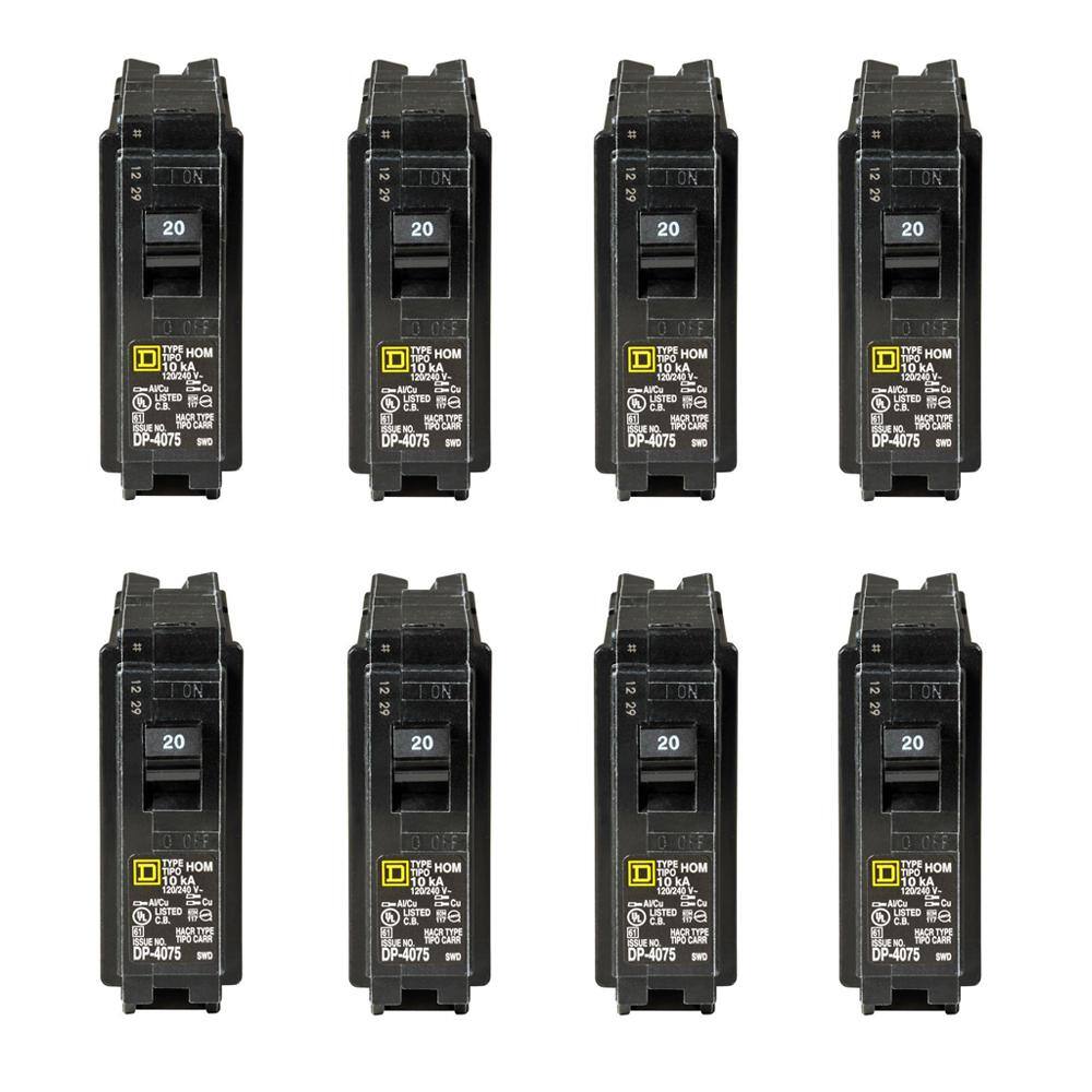 Square D Homeline 20 Amp Single-Pole Circuit Breaker (8-Pack) HOM120CP8