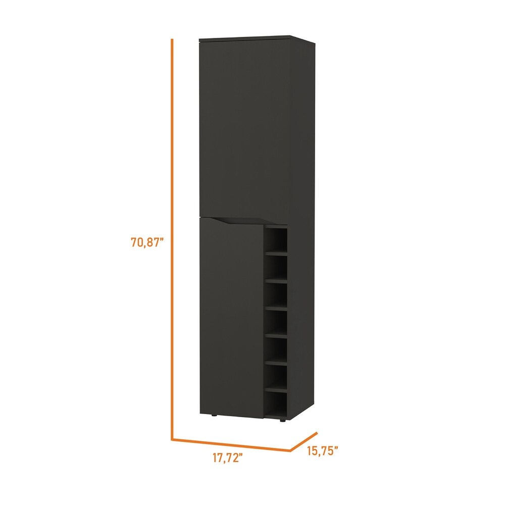 Kitchen 7 Bottle Rectangle Bar Cabinet Black Wengue