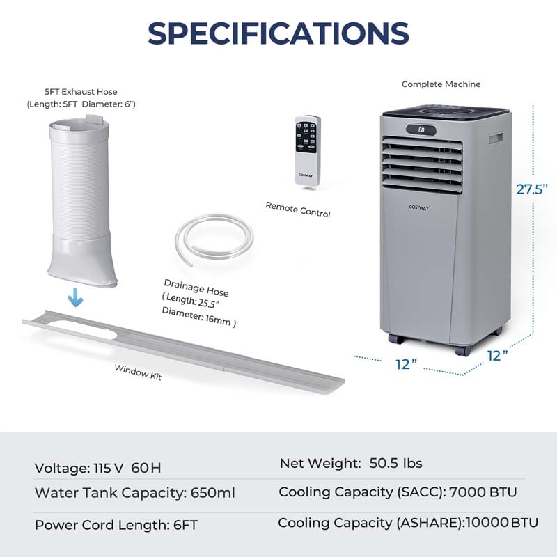 Canada Only - 10000 BTU Portable Air Conditioner with Remote Control