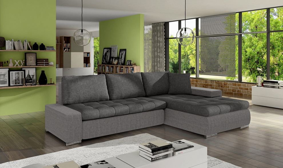 AMARA Sectional Sleeper Sofa  Universal Corner  Grey/Dark Grey   Contemporary   Sleeper Sofas   by Table World  Houzz