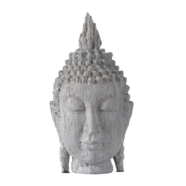 Meditating Buddha Head Sculpture Gray