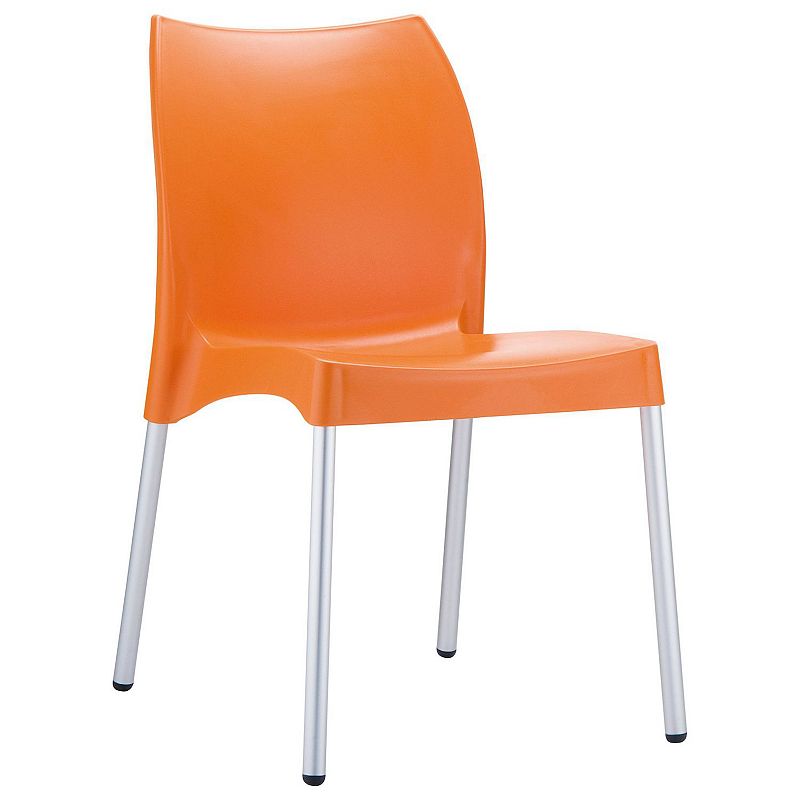 31.5 Orange and White Stackable Outdoor Patio Armless Dining Chair